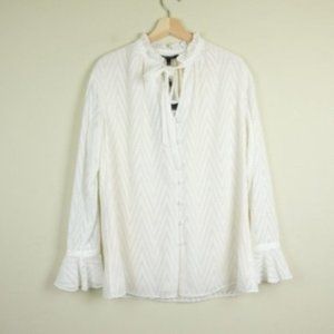 NWT St. John Frost Chevron Fil Coupe V-Neck Blouse